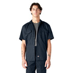 Dickies mens Short Sleeve Work Big and Tall Button Down Shirt, Dark Navy, 5X-Large Big US