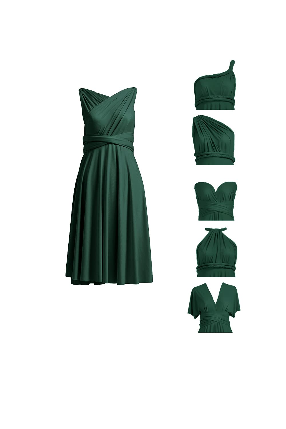 72styles Knee Length Short Infinity Dresses Bridesmaids Dresses Midi Convertible Dresses Transformer Multiway Twist Wrap Gown Da