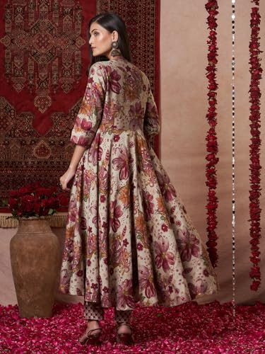 ANNI DESIGNER Womens Rayon Blend Straight Printed Kurta with Pant (VEDHAM Multi_XXL_Multi_XX-Large) Multicolour