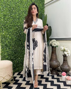 Anni Designer Women'S Cotton Blend Straight Printed Kurta With Pant & Dupatta (Reeka Cream-Nw_Xl_Cream_X-Large)