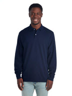 Jerzees Mens SpotShield Stain Resistant Polo Shirts (Short & Long, Long Sleeve-Navy, X-Large