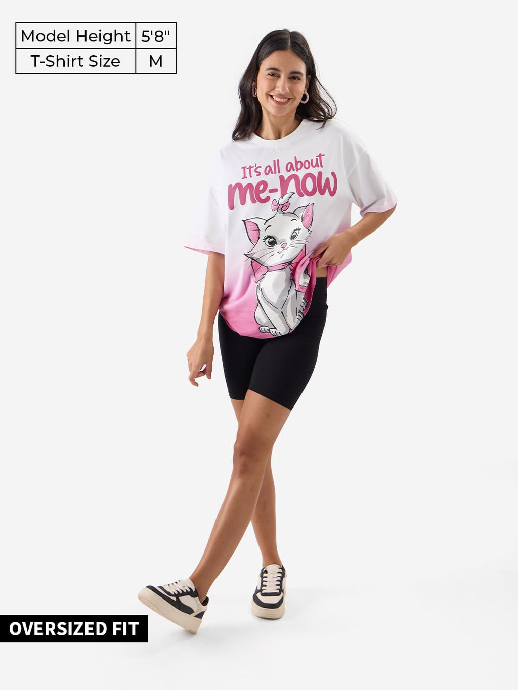 The Souled Store The Aristocats: Its All About Me-Now Women and Girls Short Sleeve Round Neck Graphic Print Oversized Fit T-Shi