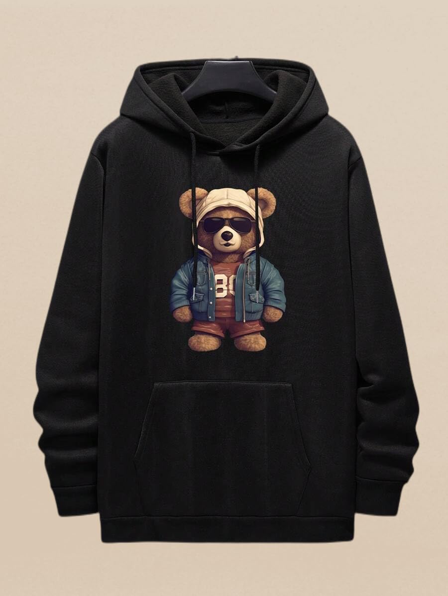 Indoprimo MenS Cotton Sweatshirts Hoodies With Pockets Full Sleeves Hooded Neck Line Teddy Printed Classic Style Regular Fit An