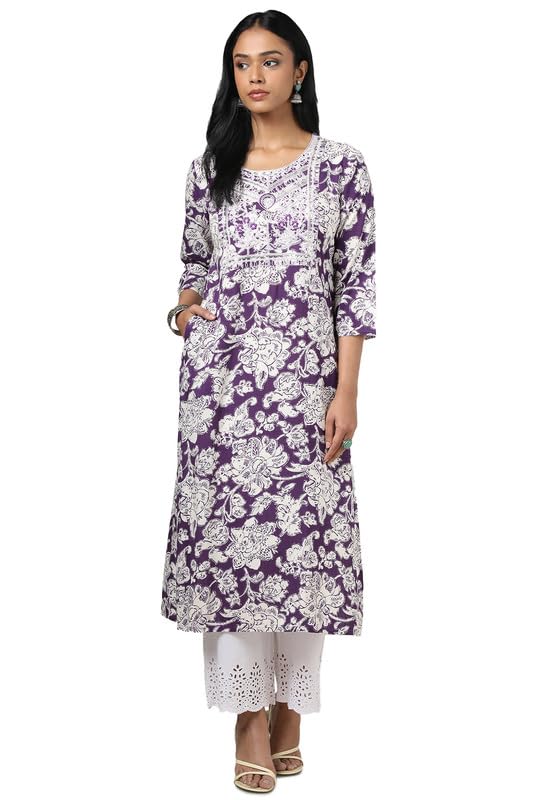 Soch Women Rayon Floral Print Kurta with Sequins