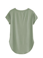 Fabricorn Womens Pista Greeen Solid Regular Fit Short Sleeve Casual T-Shirt