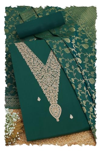 Soch Women Modal Silk Embroidered Unstitched Dress Material Zari