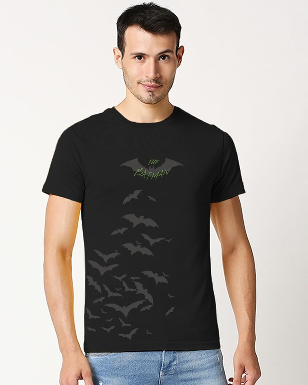 Bewakoof Mens Official DC Comics Merchandise Batman Riddle Graphic Black Round Neck Half Sleeve T-Shirt