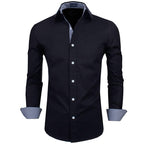 Zombom MenS Solid Cotton Blend Regular Fit Full Sleeve Collared Neck Casual Shirt For Men Black