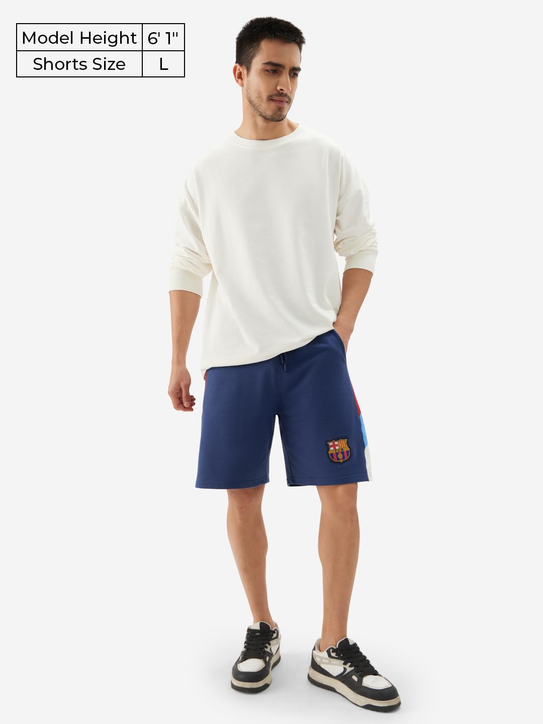 The Souled Store Official FCB: Matchday Shorts Men and Boys Knee Length Cotton Bermuda Shorts Navy Blue