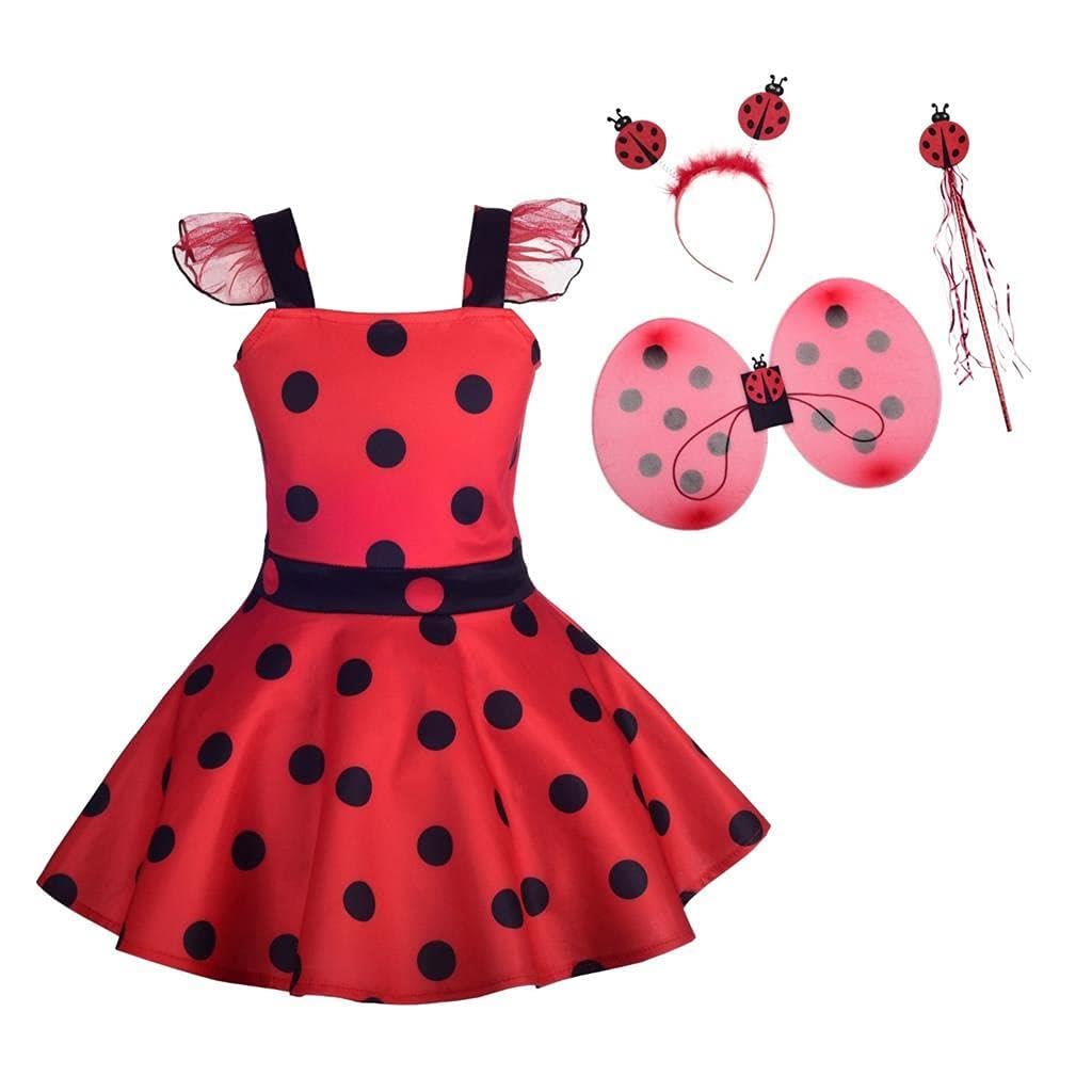 Dressy Daisy Baby Girls Polka Dots Ladybug Dress Up Costume with Accessories Birthday Halloween Christmas Fancy Party Outfit Siz