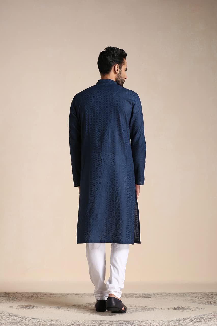 Manyavar Kurta Set For Men, Full Sleeves Mandarin Collar Ethnic MenS Kurta Set For Engagement, Wedding, Party Cotton All Over S
