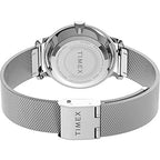 Timex Women's Transcend 31mm Watch - Silver-Tone Case Silver-Tone Dial with Multicolored Stones & Stainless Steel Mesh Bracelet