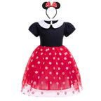 Dressy Daisy Toddler Girls Polka Dots Fancy Dress Up Halloween Costume Birthday Party Outfit with Mouse Ears Headband Size 2T to