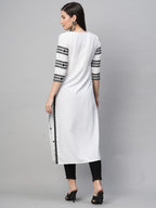 ANNI DESIGNER Womens Cotton Blend Embroidered Straight Fit Kurta (Stho-White-Nw2_S_White_Small)