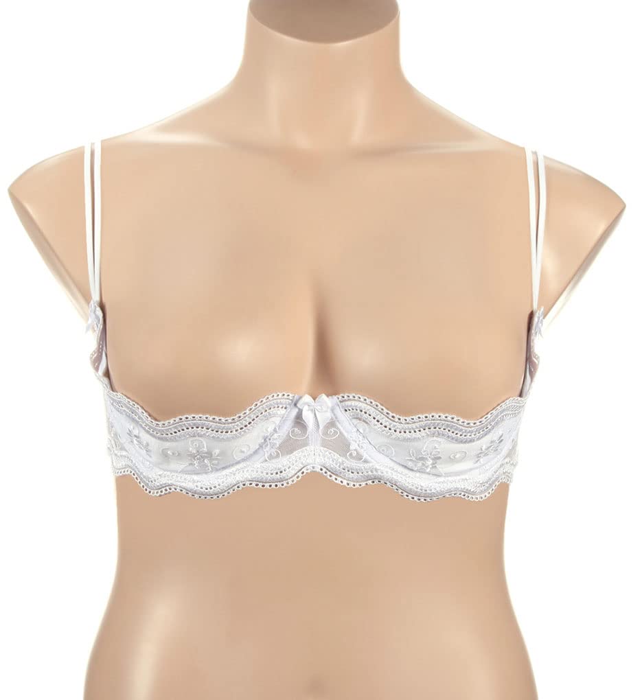 Shirley of Hollywood Women's Scalloped Embroidery Shelf Bra 331 34 White