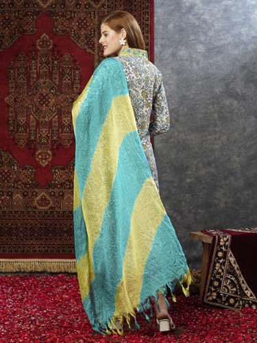 ANNI DESIGNER Womens Rayon Blend Printed Straight Kurta with Pant & Dupatta (Sthula Multi-JL_XXL_Green_XX-Large)