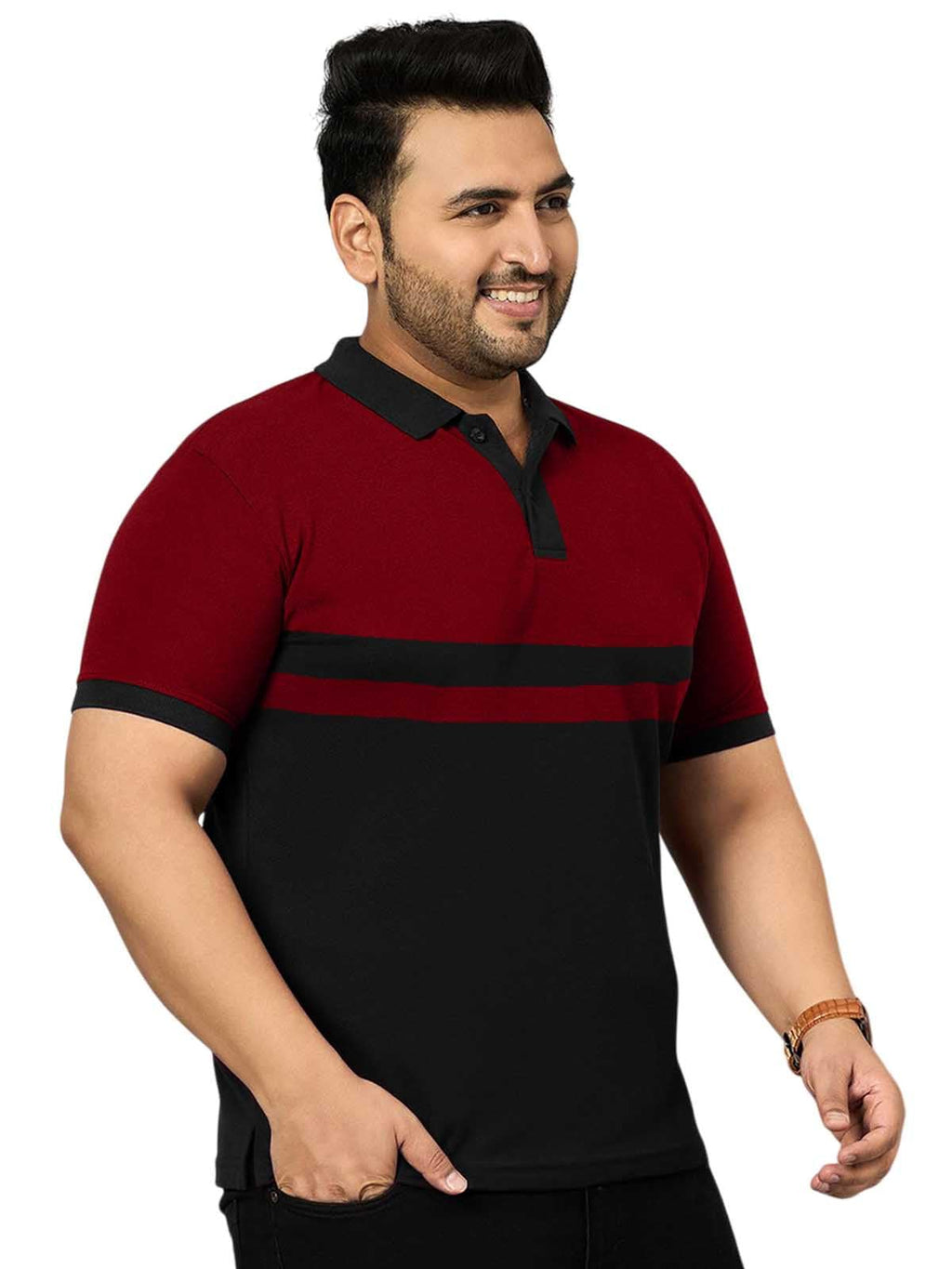 Veirdo Men's Cotton Short Sleeve Regular Fit Classic Polo Collar Plus Size T-Shirt