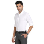 Turtle Men Giza Cotton White Dobby Slim Fit Full Sleeve Ceremonial Shirt