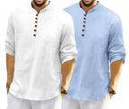 Royalscout MenS Cotton Polyester Blend Solid Regular Fit Full Sleeve Short Kurta | Ethnic, Lightweight Summer Kurta For Daily &