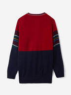 The Souled Store Official Disney: Mickey Mouse Boys Red and Navy Long Sleeve Round Neck Sweaters Boys Knit Sweaters for Kids Ch