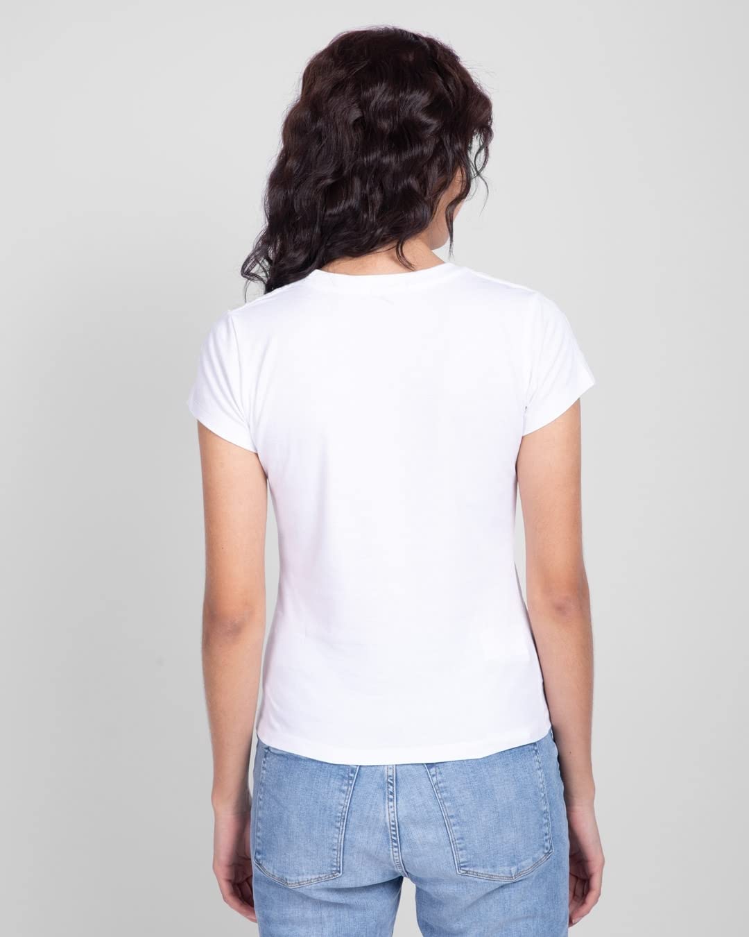 Bewakoof Womens Solid Slim Fit Half Sleeve Round Neck Cotton T-Shirt
