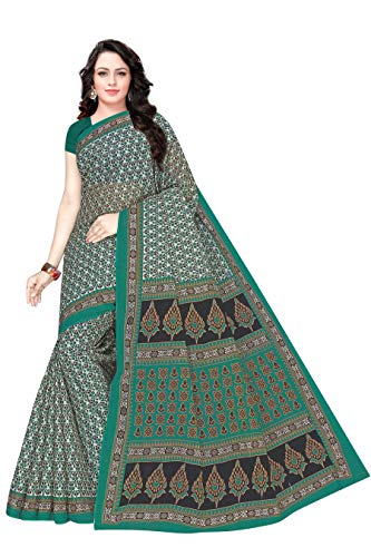 TAMAIRA FASHION Womens Plain Weave Cotton Saree Without Blouse Piece (802_Sea Green)