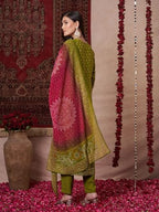 ANNI DESIGNER Womens Rayon Viscose Printed Straight Kurta with Pant & Dupatta (Subhi Mehandi-VKS04_M_Mehandi_Medium)