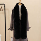 LDFWAY Long Men Women Faux Fur Collar Winter Warm Wrap Stole Scarf Shawl Shrug (Black)