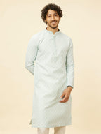Manyavar Mens Blue Art Silk Self Design Kurta Pyjama Set