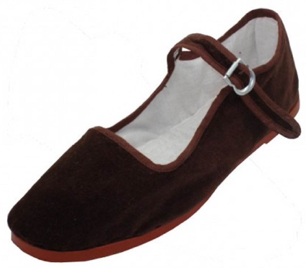 Shoes 18 Womens Cotton China Doll Mary Jane Shoes Ballerina Ballet Flats Shoes (7, Brown 118)