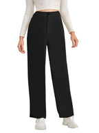 Toochki Loose Women High Rise Full Length Wide Leg Formal Trousers Black