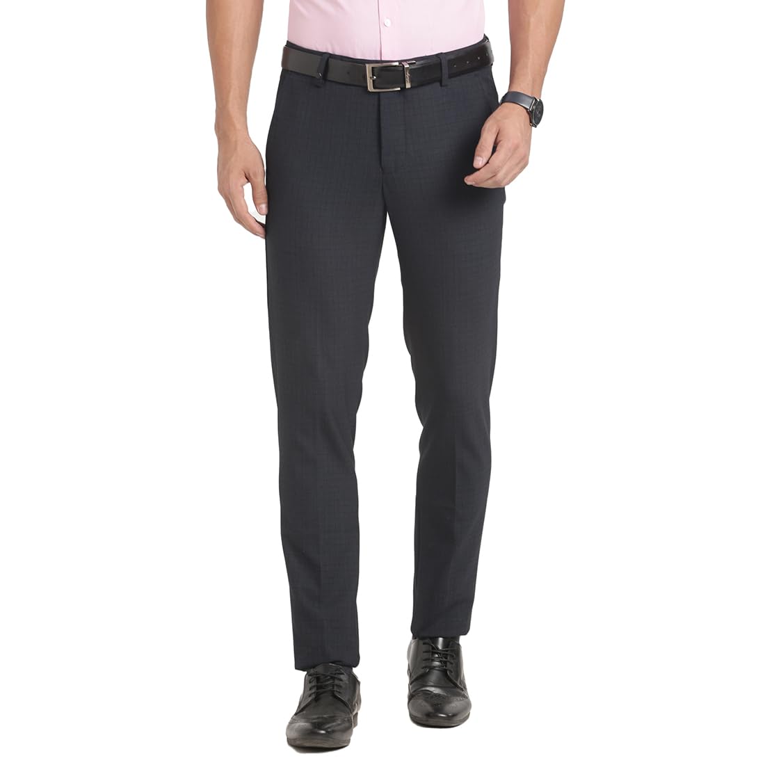 Turtle Men Cotton Stretch Ultra Slim Fit Grey Formal Trouser