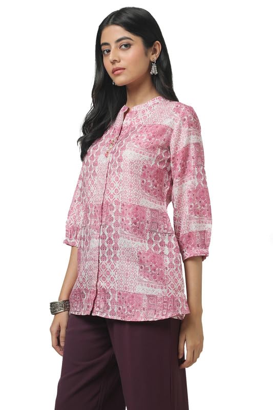 Soch Womens Pink Linen Ethnic Motifs Tunic