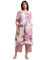 ANNI DESIGNER Womens Cotton Blend Straight Printed Kurta with Palazzo (Rilaka Pink_M_Pink_Medium)