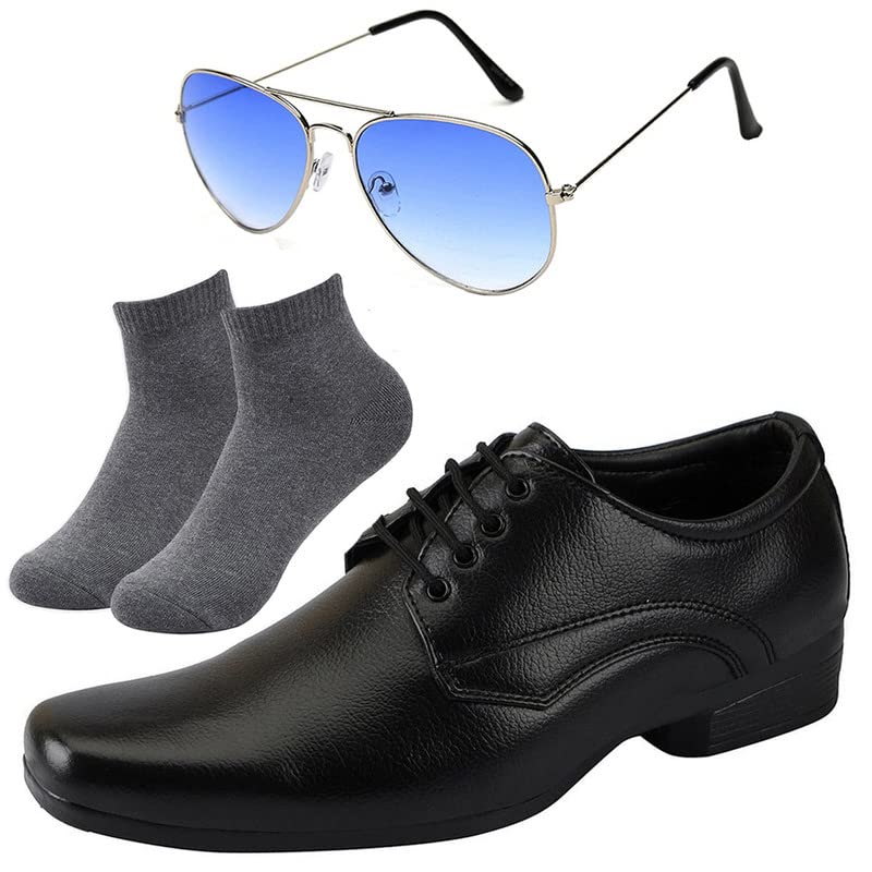 Vitoria l Men Black Lace Formal Shoes with Dark Gray Socks & Silver Blue Avter/7 7