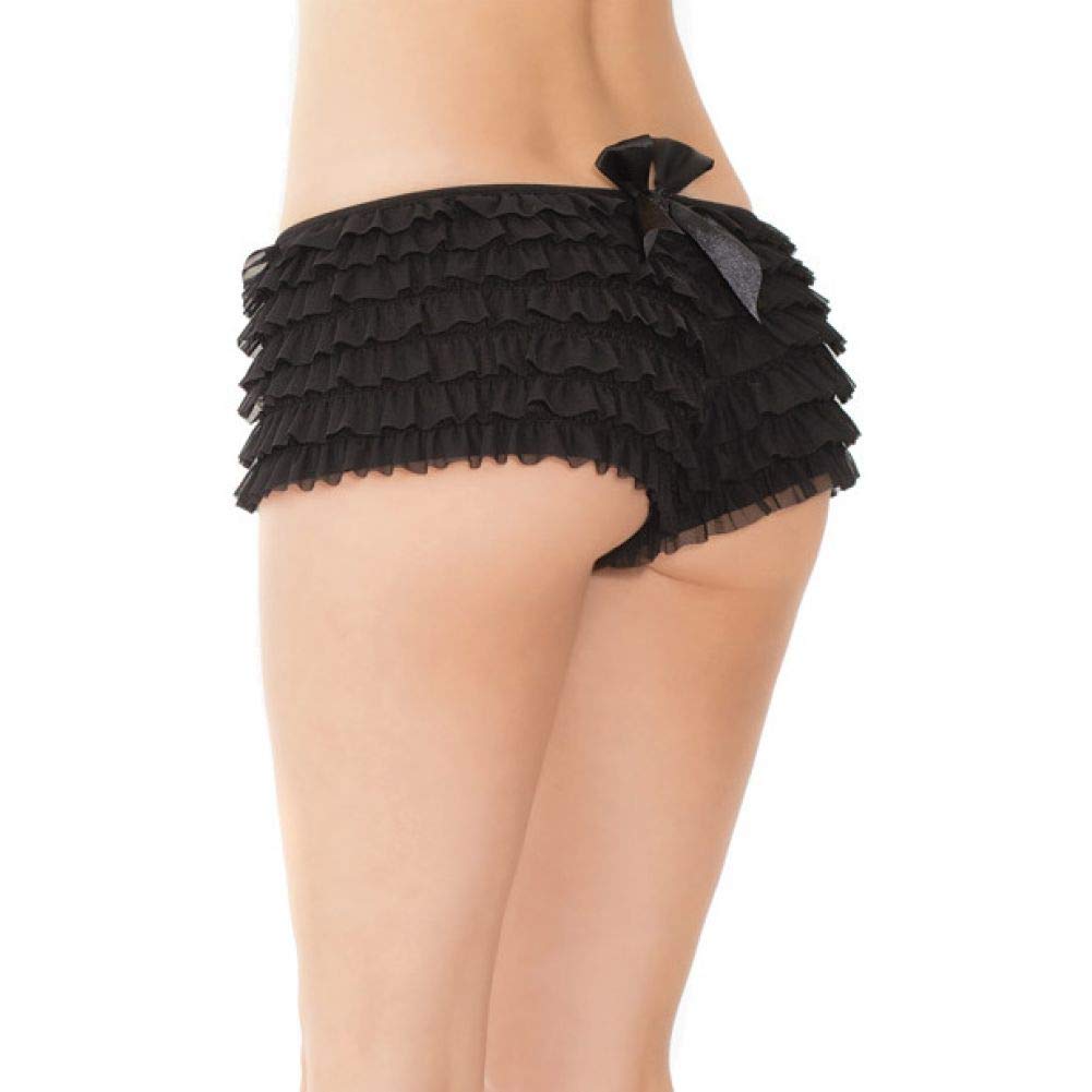 Coquette Women's Ruffled Rhumba Booty Short, Black, One Size/XL