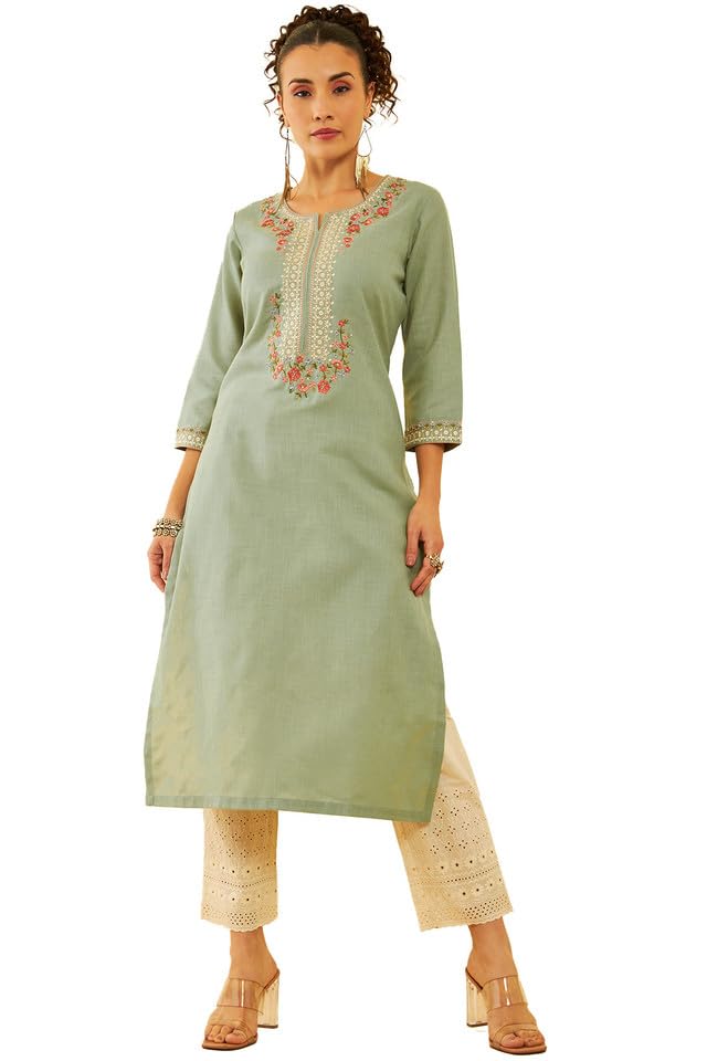 Soch Women Silk Blend Floral Embroidered Kurta Set