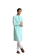 Manyavar Kurta Set For Men, Full Sleeves Mandarin Collar Ethnic Kurta Set For Engagement, Wedding, Party Blended Cotton (Green, 