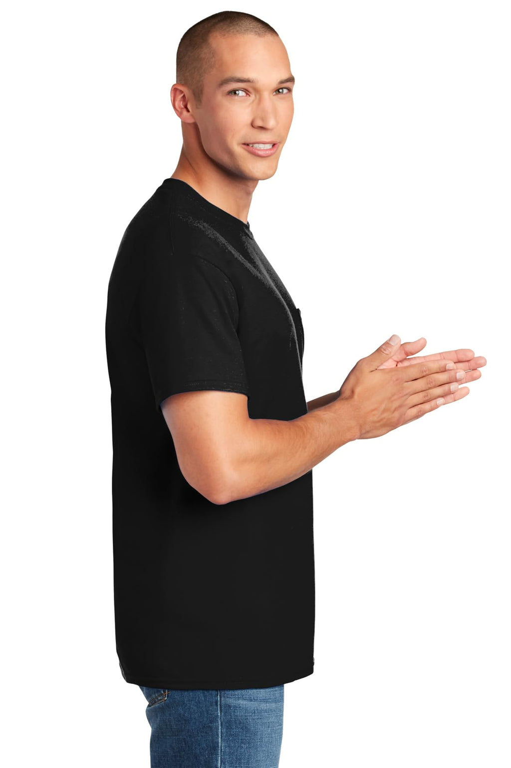 Fruit of the Loom Men's Dual Defense Pocket T Shirts, Black Medium