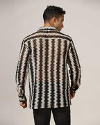 Dhruvi Trendz MenS Crochet Stripe Regular Fit Shirt