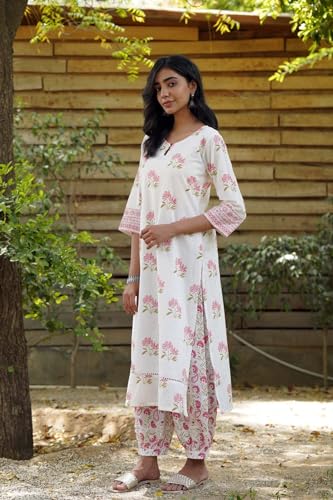 LookMark Kurta Set: Elegance Meets Comfort in Style! Stay Comfortable Yet Stylish with Our Cotton Blend Kurti Pant Sets! Pink