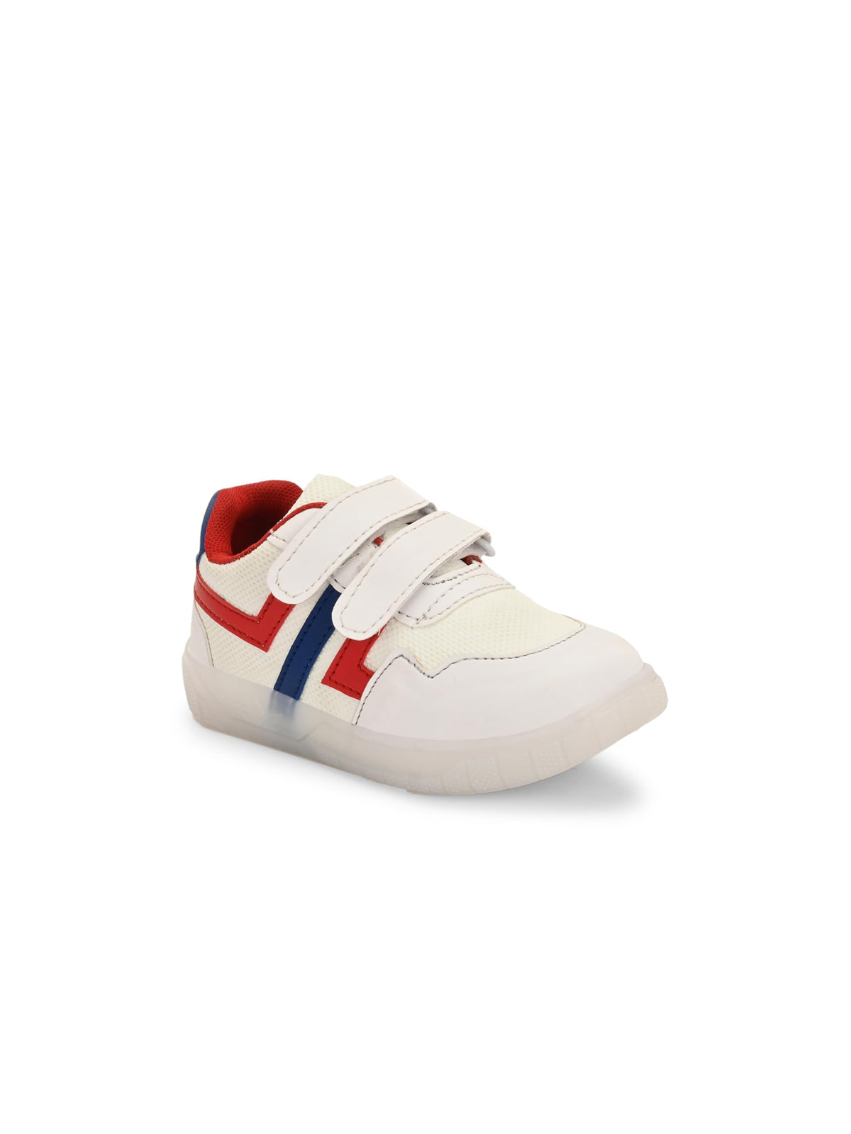 Stefens White Red Blue Kids Casual Velcro Shoes | Stylish Sneakers for Boys & Girls | Comfortable Play Shoes | Gift for Kids 2.5 7