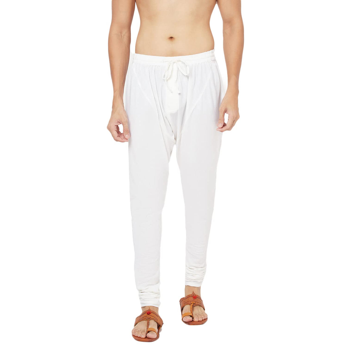 Fabindia Men Zipper Churidar With Back Pocket Cotton_S White