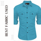 Rebelify Double Pocket With Flap Men Cargo Cotton Shirt