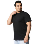 Bewakoof Mens Solid 100% Cotton Plus Size T-Shirt - Regular Fit, Round Neck, Half Sleeves