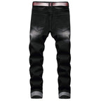 LZLER Men's Black Jeans Ripped Flex Denim Mens Fashion Jeans Revival Biker Moto Size 38