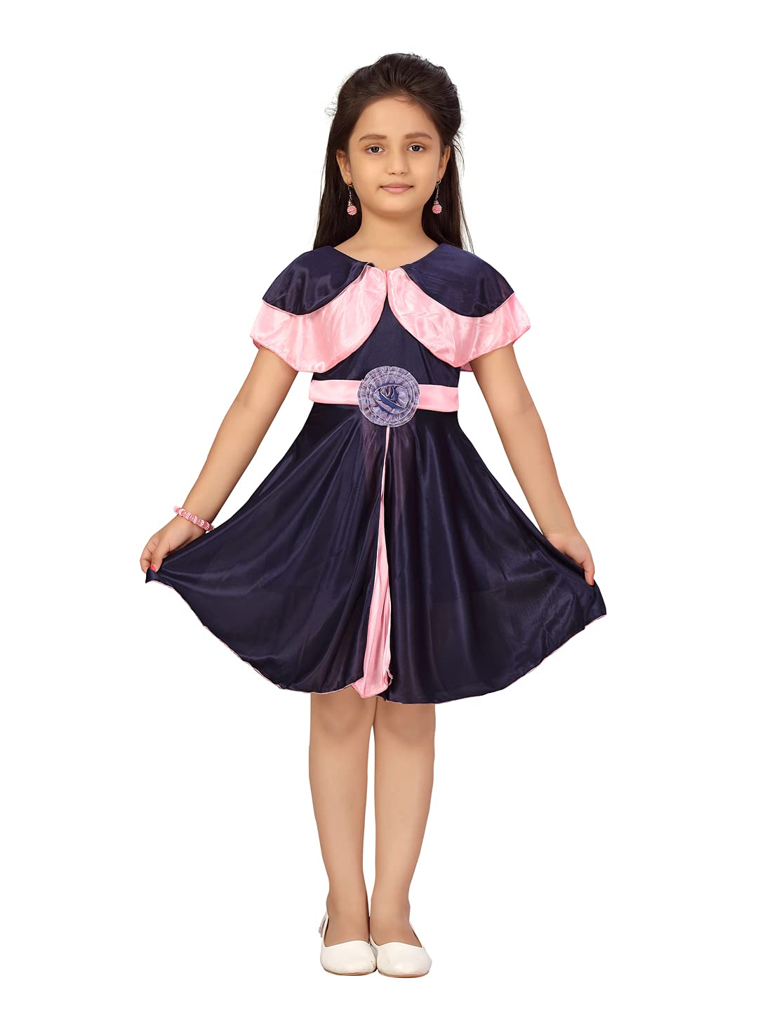 Aarika Baby-GirlS Pure Silk Fit And Flare Knee-Length Dress (Fk-21304-Blue-16)