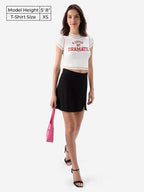 The Souled Store Official Mean Girls: A Little Dramatic Women and Girls Short Sleeve Round Neck White Graphic Printed Cotton Cro