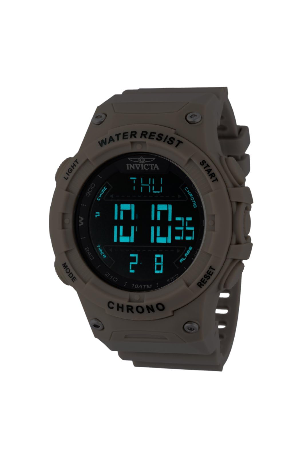 Invicta Racing Men 52mm Plastic Light Brown Black dial Electronic Digital