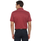 Turtle Men Cotton Maroon Reguler Fit Checkered Shirts